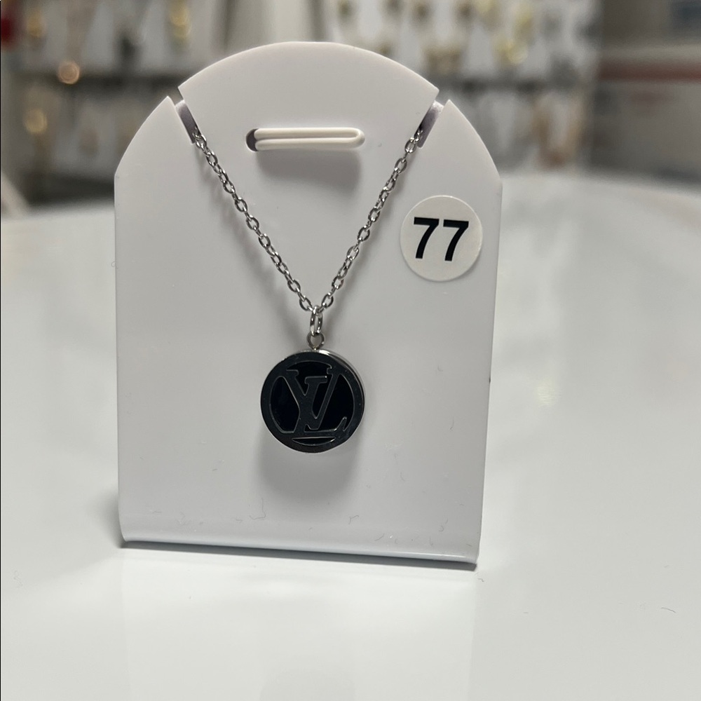 Black and Silver Logo Necklace